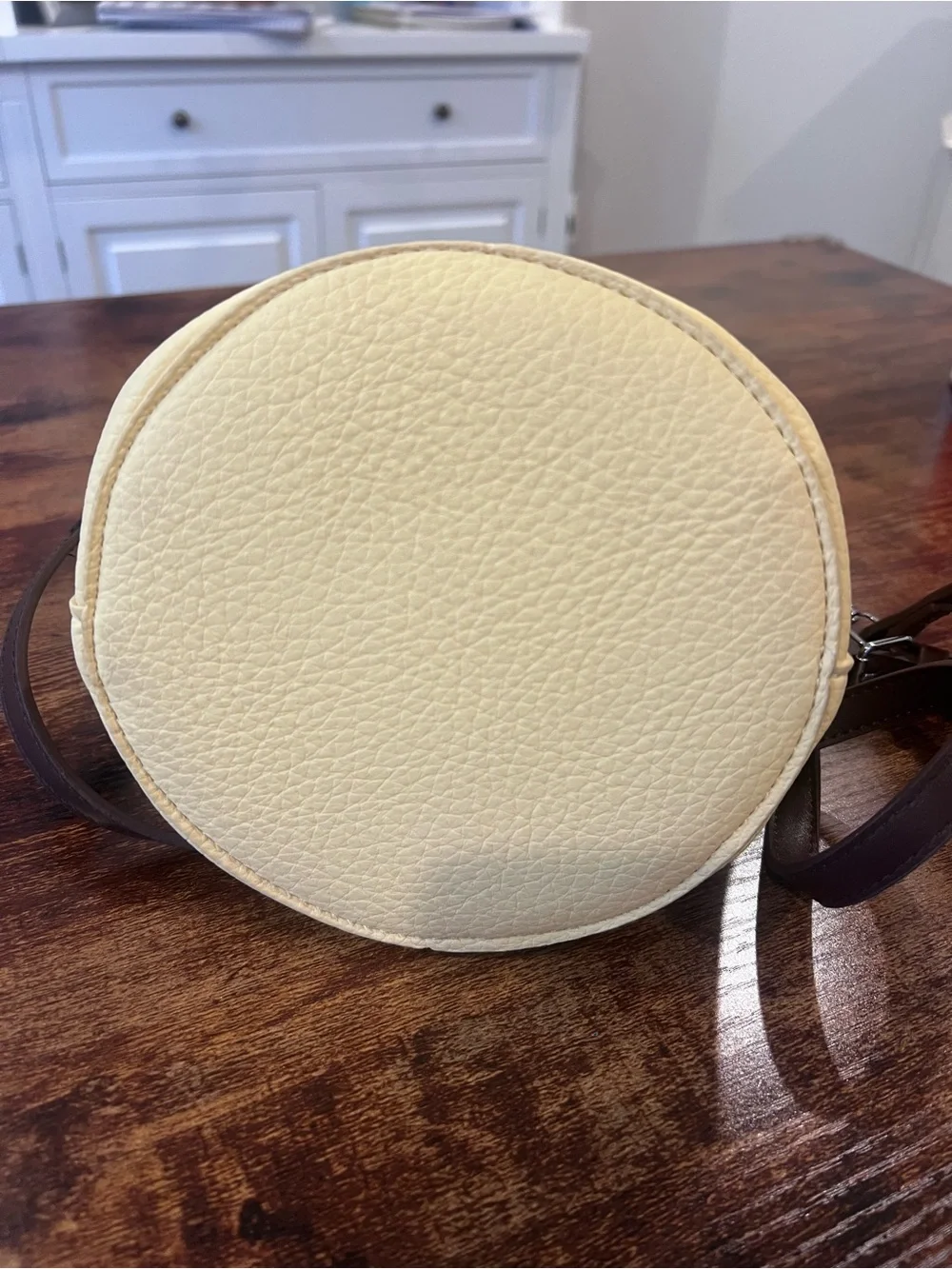 Lemon Yellow Leather Bucket Bag with Braided Faux Leather Handle